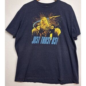 Star Wars Blue T-Shirt "Just Trust Us!" Chewbacca Han Solo Lando Size 2X
